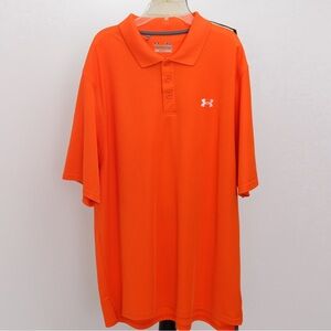 Under Armour heat gear loose fit polo style men’s shirt orange classic preppy XL